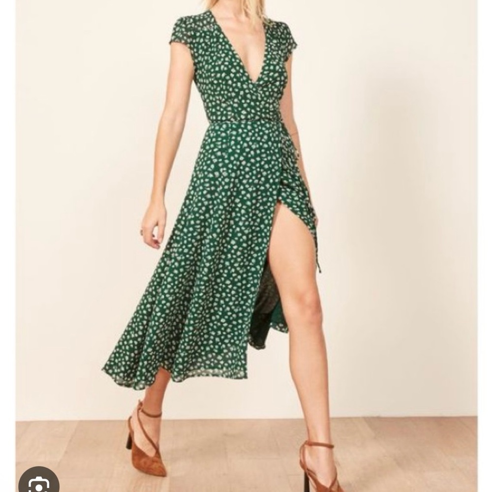 Reformation Carina Midi Dress in Green